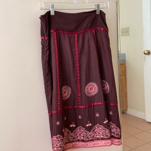 Odille midi brown skirt with beautiful pink and purple details